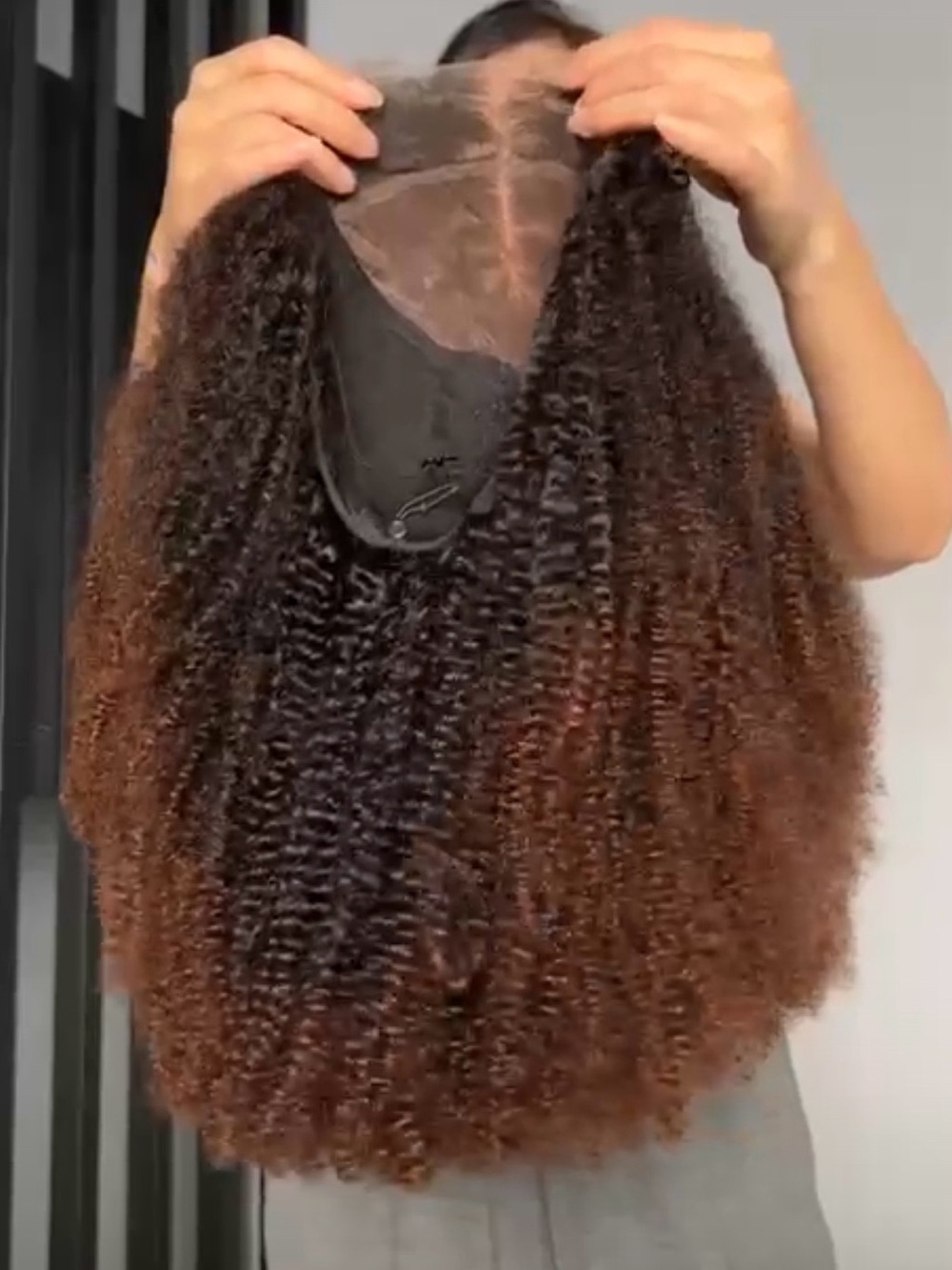 Curly Brown Ombre Lace Front Wig - Natural Kinky Curly Look